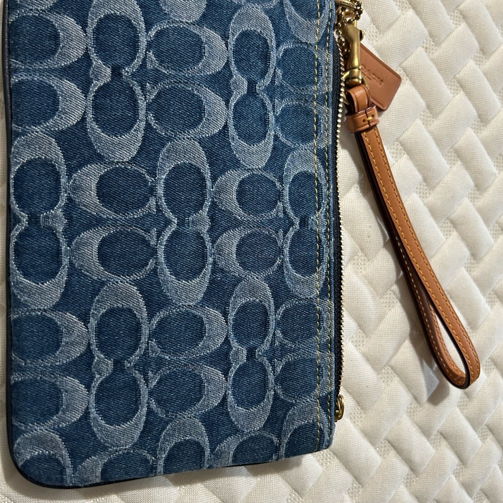 Coach Denim Signature Wristlet - Picture 2 of 4